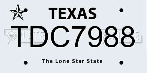 TDC7988 Texas License Plate