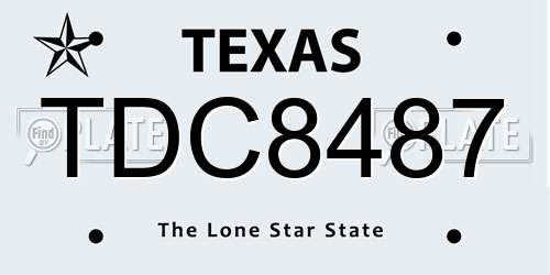 TDC8487 Texas License Plate