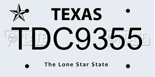 TDC9355 Texas License Plate