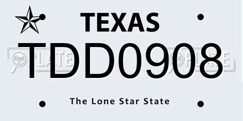 TDD0908 Texas License Plate