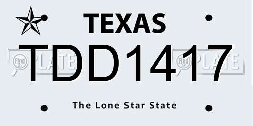 TDD1417 Texas License Plate