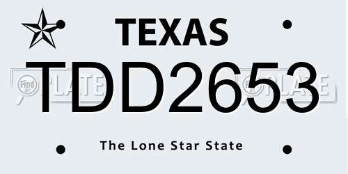 TDD2653 Texas License Plate
