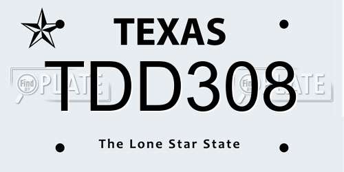 TDD308 Texas License Plate