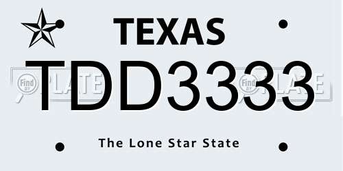 TDD3333 Texas License Plate