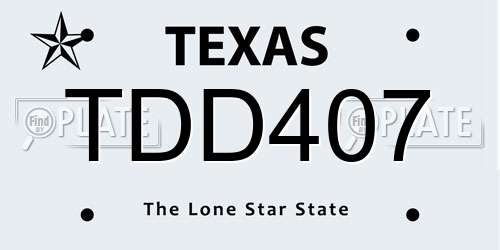 TDD407 Texas License Plate