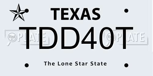 TDD40T Texas License Plate