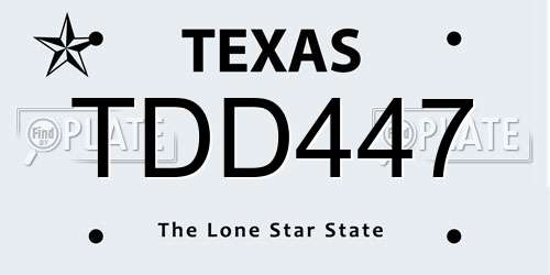 TDD447 Texas License Plate
