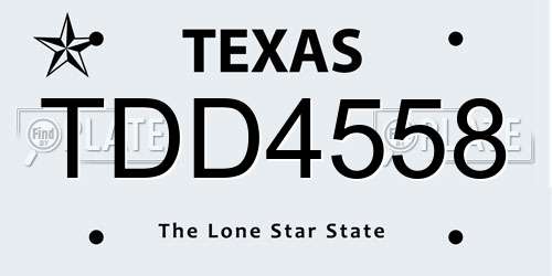 TDD4558 Texas License Plate