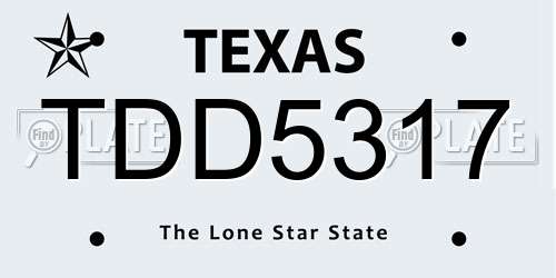 TDD5317 Texas License Plate