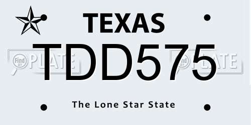 TDD575 Texas License Plate
