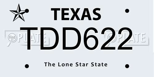 TDD622 Texas License Plate