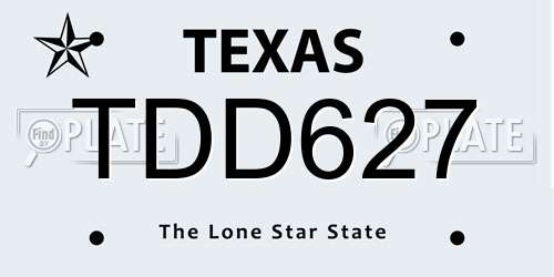 TDD627 Texas License Plate