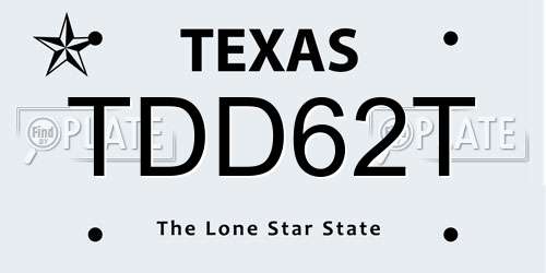 TDD62T Texas License Plate
