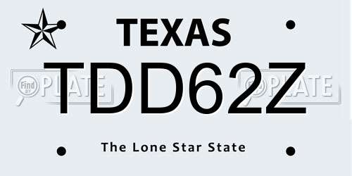 TDD62Z Texas License Plate