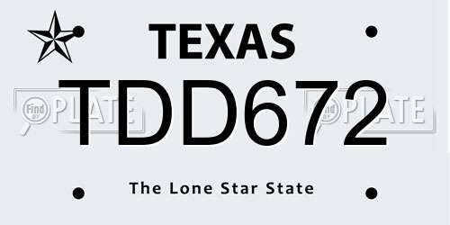 TDD672 Texas License Plate