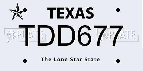 TDD677 Texas License Plate