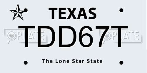 TDD67T Texas License Plate