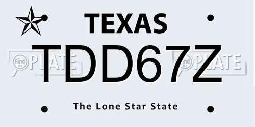 TDD67Z Texas License Plate
