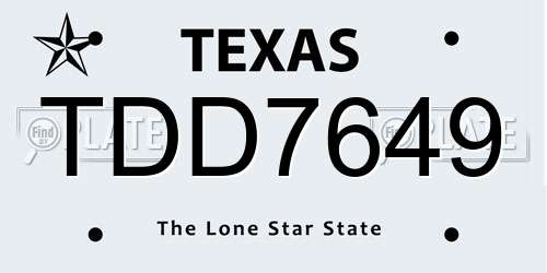 TDD7649 Texas License Plate