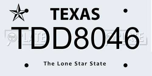 TDD8046 Texas License Plate