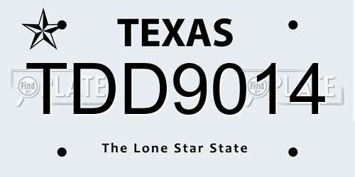 TDD9014 Texas License Plate