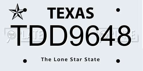 TDD9648 Texas License Plate