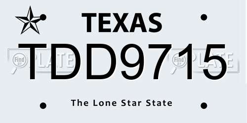 TDD9715 Texas License Plate