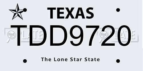 TDD9720 Texas License Plate