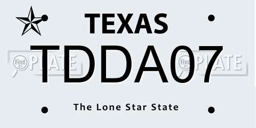 TDDA07 Texas License Plate