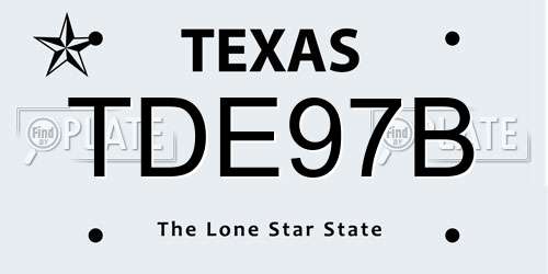 TDE97B Texas License Plate