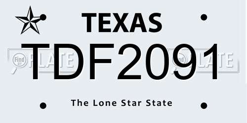 TDF2091 Texas License Plate