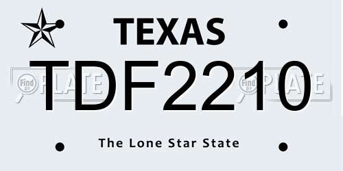 TDF2210 Texas License Plate