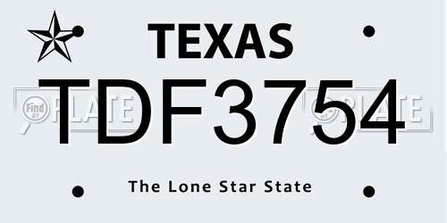 TDF3754 Texas License Plate