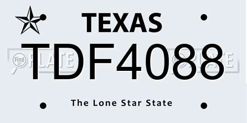TDF4088 Texas License Plate