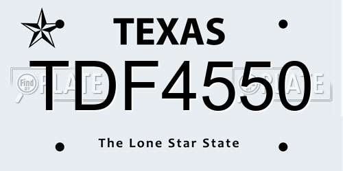 TDF4550 Texas License Plate