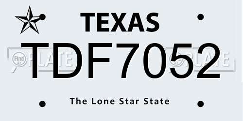 TDF7052 Texas License Plate