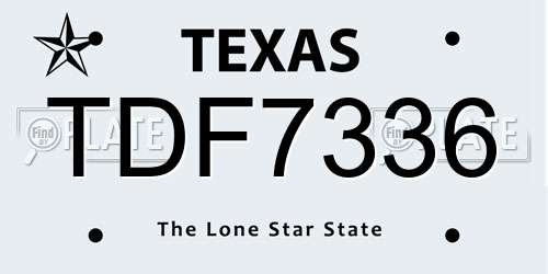 TDF7336 Texas License Plate