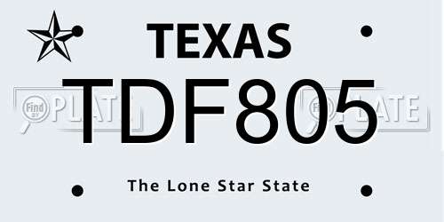 TDF805 Texas License Plate