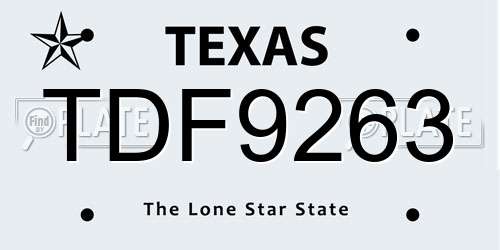 TDF9263 Texas License Plate