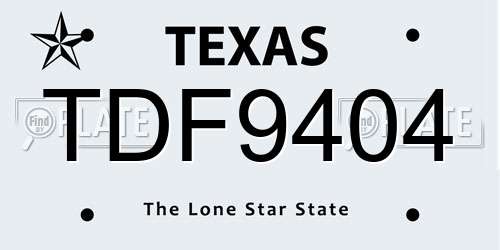 TDF9404 Texas License Plate