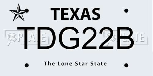 TDG22B Texas License Plate