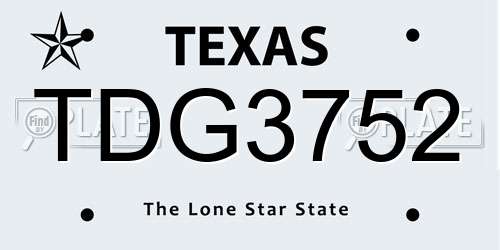 TDG3752 Texas License Plate