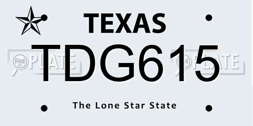 TDG615 Texas License Plate