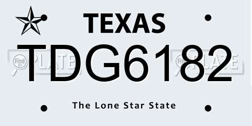 TDG6182 Texas License Plate