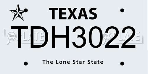 TDH3022 Texas License Plate