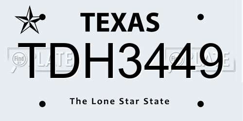TDH3449 Texas License Plate