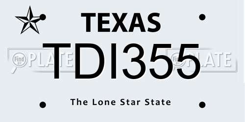 TDI355 Texas License Plate