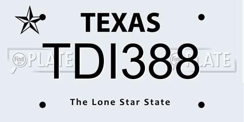 TDI388 Texas License Plate