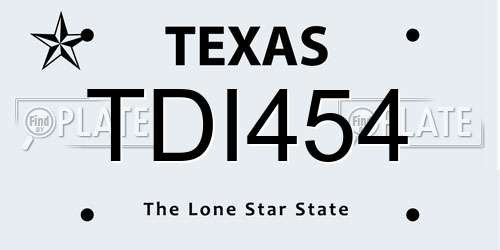 TDI454 Texas License Plate