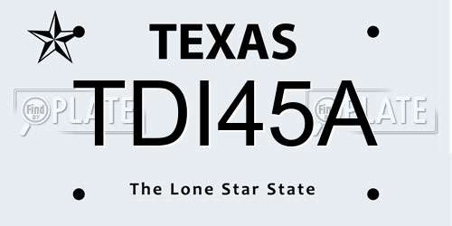 TDI45A Texas License Plate
